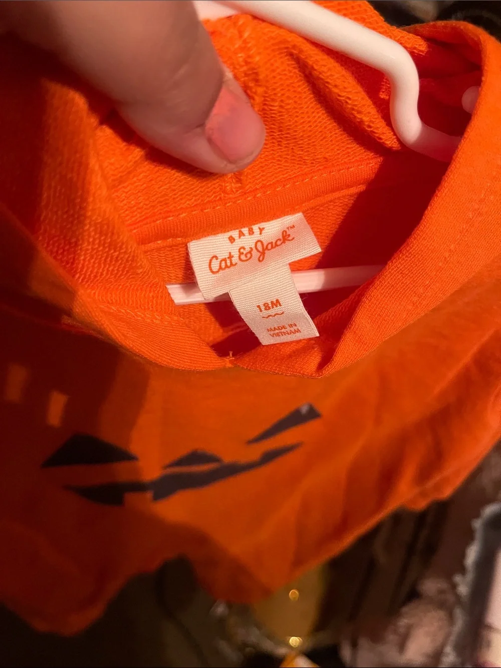 Cat & Jack Orange Halloween Hoodie Romper